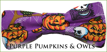 KocoKookie Bow Tie - Halloween Purple Pumpkins And Owls