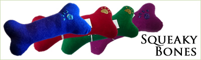 Take a look at our range of Large Squeaky Bones Dog Toys in a fantastic range of colours!